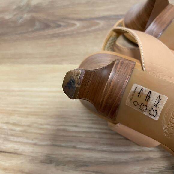 Tod’s Debbie Slingback pumps pointed toe loafer style tan brow white size 8.5 - Picture 11 of 11